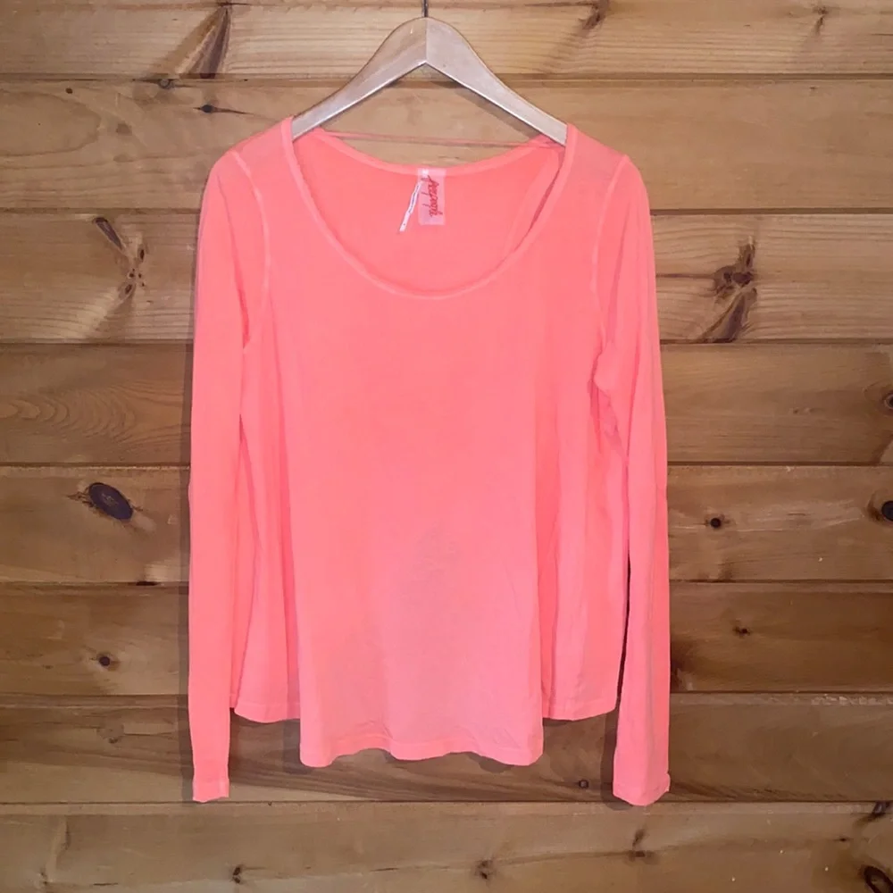 Free people neon Orange open back flowy top